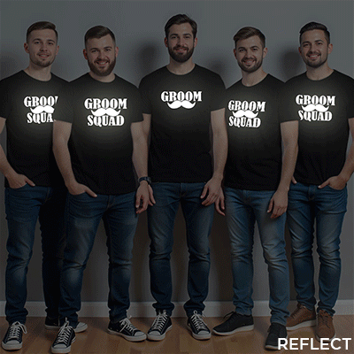 Funny Groom & Groom Squad Reflective Wedding T-shirt | Groom Squad | Reflective | Beige