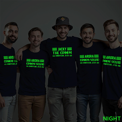 Custom Groom with City and No. & Groom Squad Wedding Glow In The Dark T-shirt