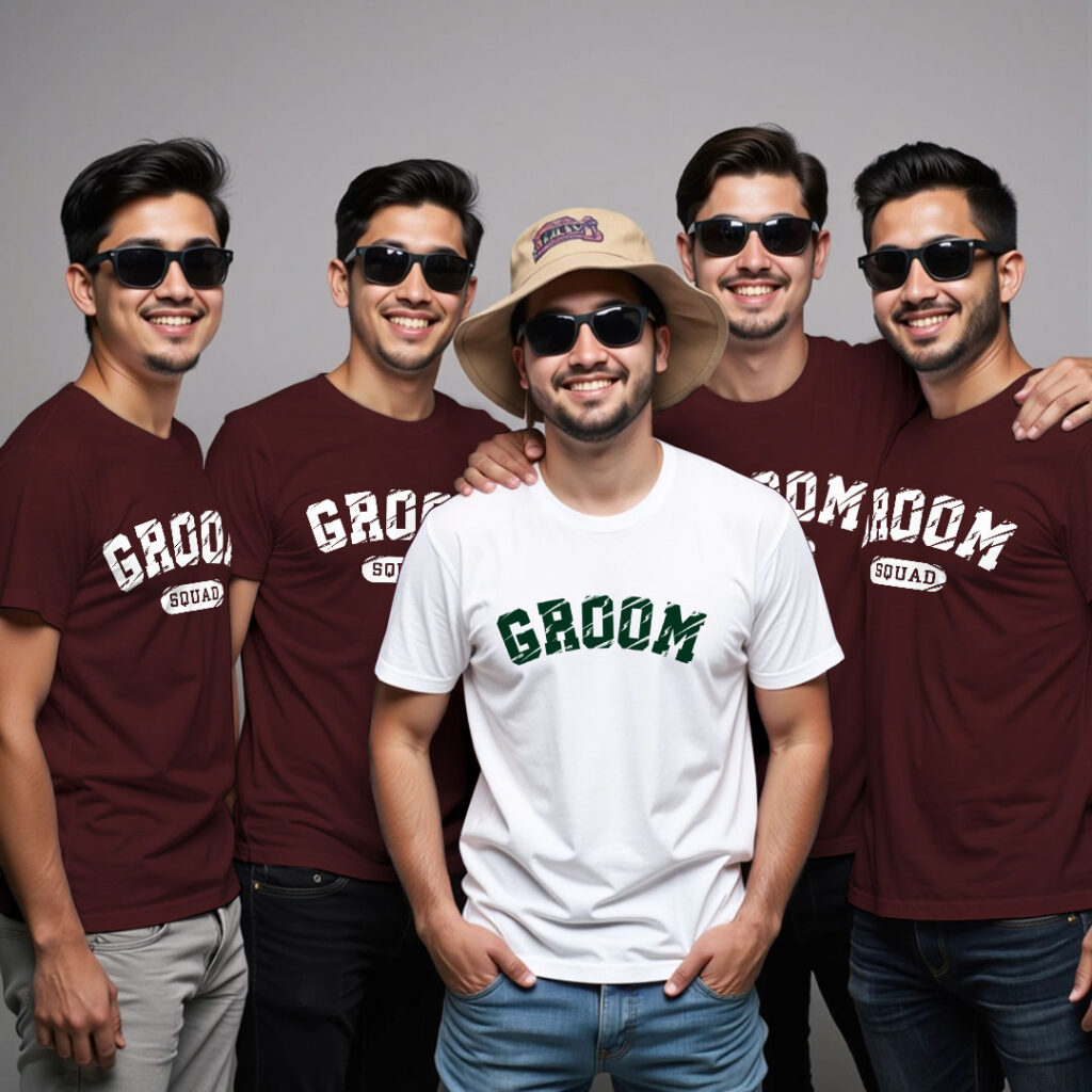 Unique Groom & Groom Squad Wedding T-shirt | Groom Squad | Regular Print | Beige