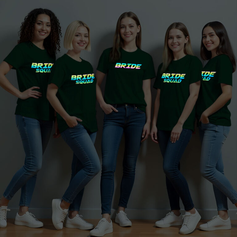 Bride theme & Bride Squad Wedding Rainbow Reflective T-shirt