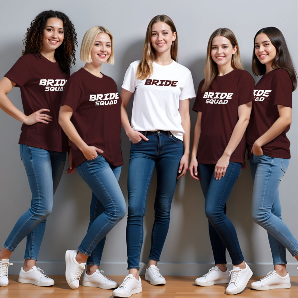 Bride theme & Bride Squad Wedding T-shirt | Bride Squad | Regular Print | Beige