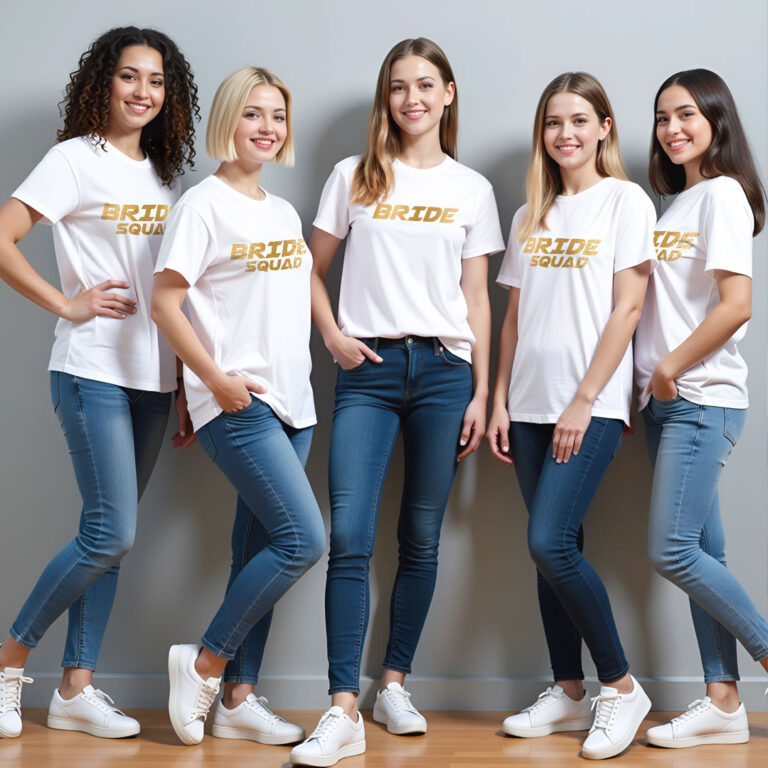 Bride theme & Bride Squad Gold Printed Wedding T-shirt