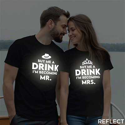Buy me a Drink Groom Bride Reflective Wedding T-shirt | Bride_Groom | Reflective | Beige