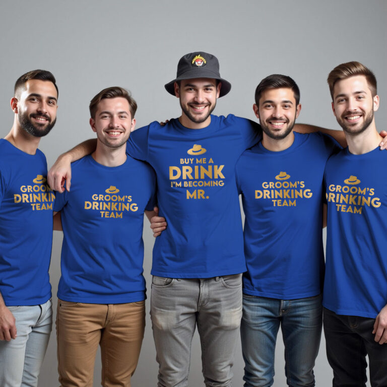 Buy me a Drink Groom & Groom Team Gold Printed Wedding T-shirt