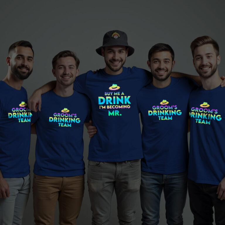 Buy me a Drink Groom & Groom Team Wedding Rainbow Reflective T-shirt