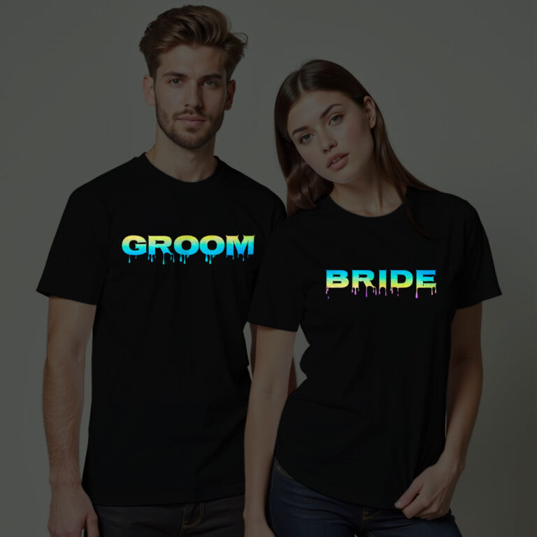 Special Groom Bride Wedding Rainbow Reflective T-shirt