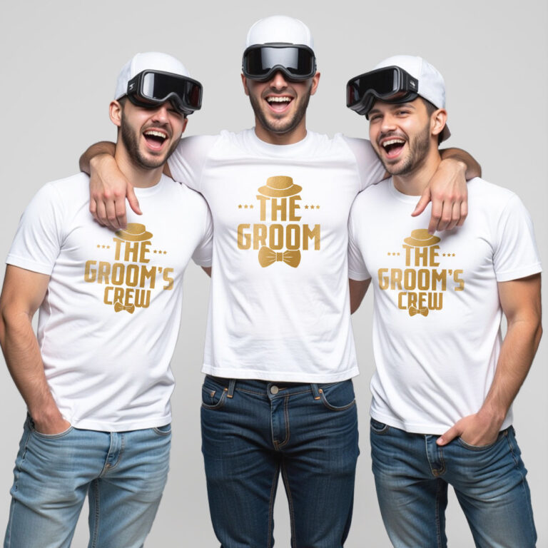 The Groom & Groom Crew Gold Printed Wedding T-shirt