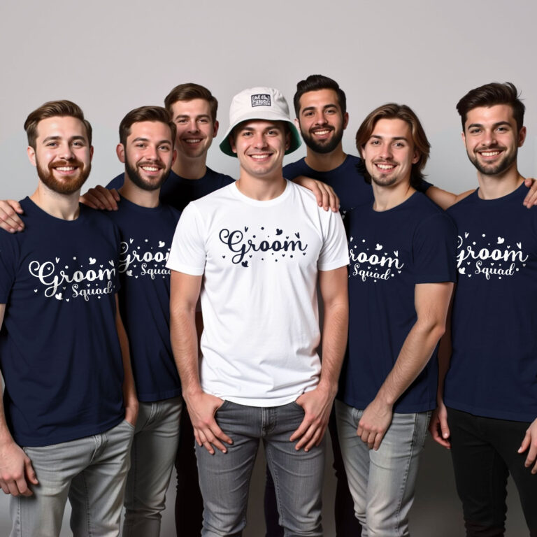 Groom with Hearts & Groom Squad Wedding T-shirt