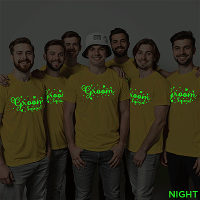 Groom with Hearts & Groom Squad Wedding Glow In The Dark T-shirt