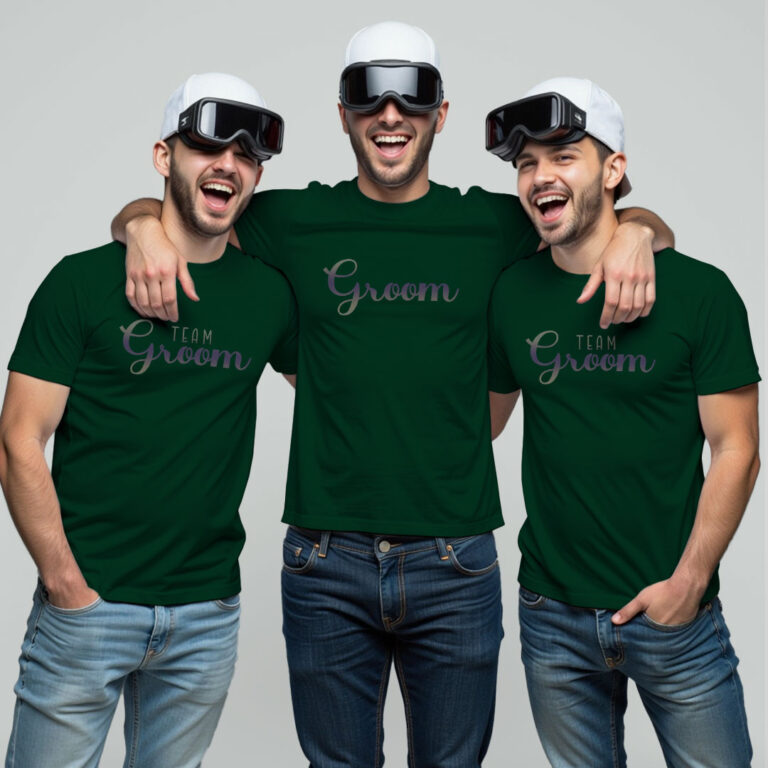 Groom & Groom Team Wedding Rainbow Reflective T-shirt image 2