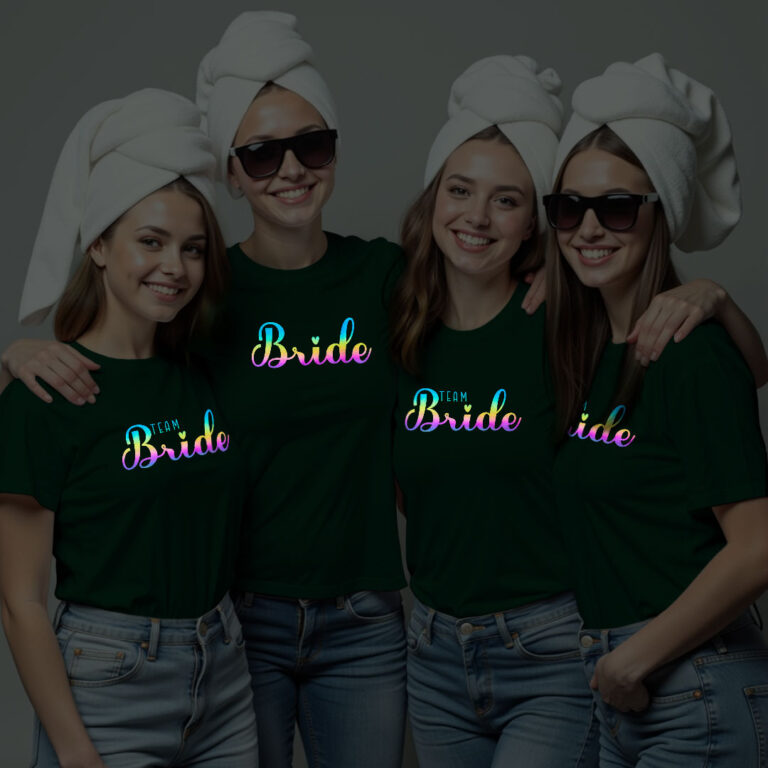 Bride & Bride Team Wedding Rainbow Reflective T-shirt