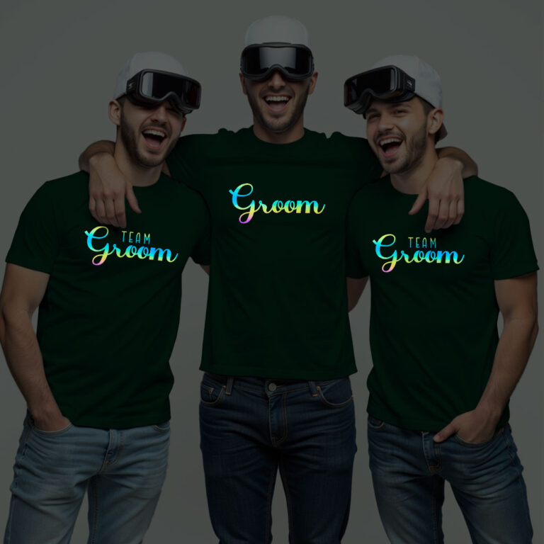 Groom & Groom Team Wedding Rainbow Reflective T-shirt
