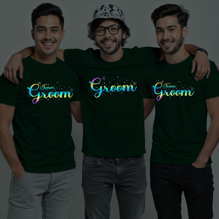 Special for Groom & Groom Team Wedding Rainbow Reflective T-shirt