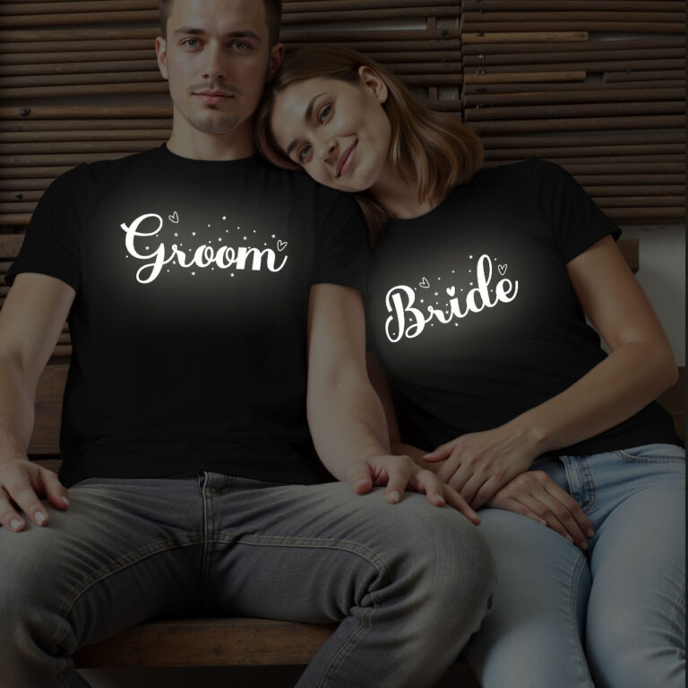 Special for Groom Bride Reflective Wedding T-shirt