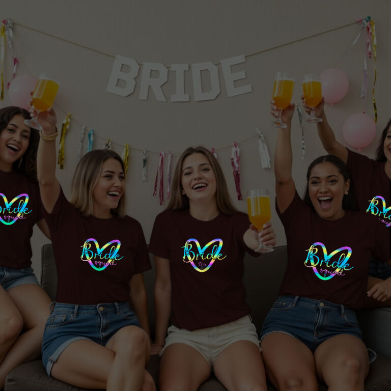 Lovely Bride & Bride Squad Wedding Rainbow Reflective T-shirt