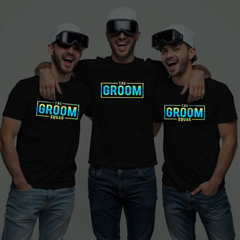 Groom & Groom Squad Wedding Rainbow Reflective T-shirt