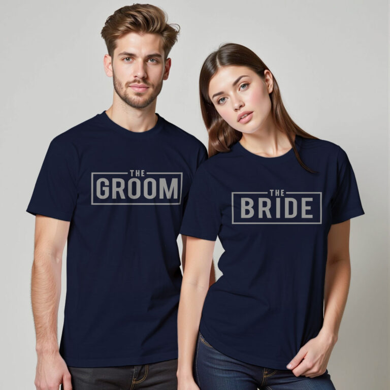 Groom Bride Reflective Wedding T-shirt image 2