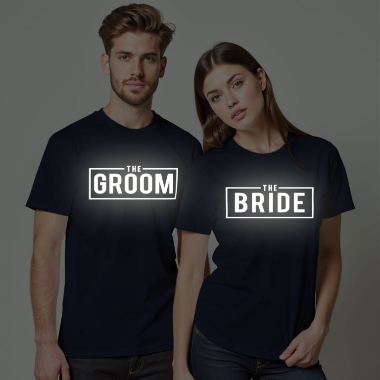 Groom Bride Reflective Wedding T-shirt