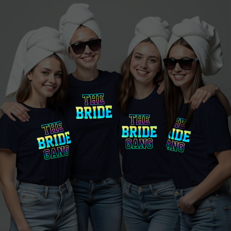 The Bride & Bride Gang Wedding Rainbow Reflective T-shirt