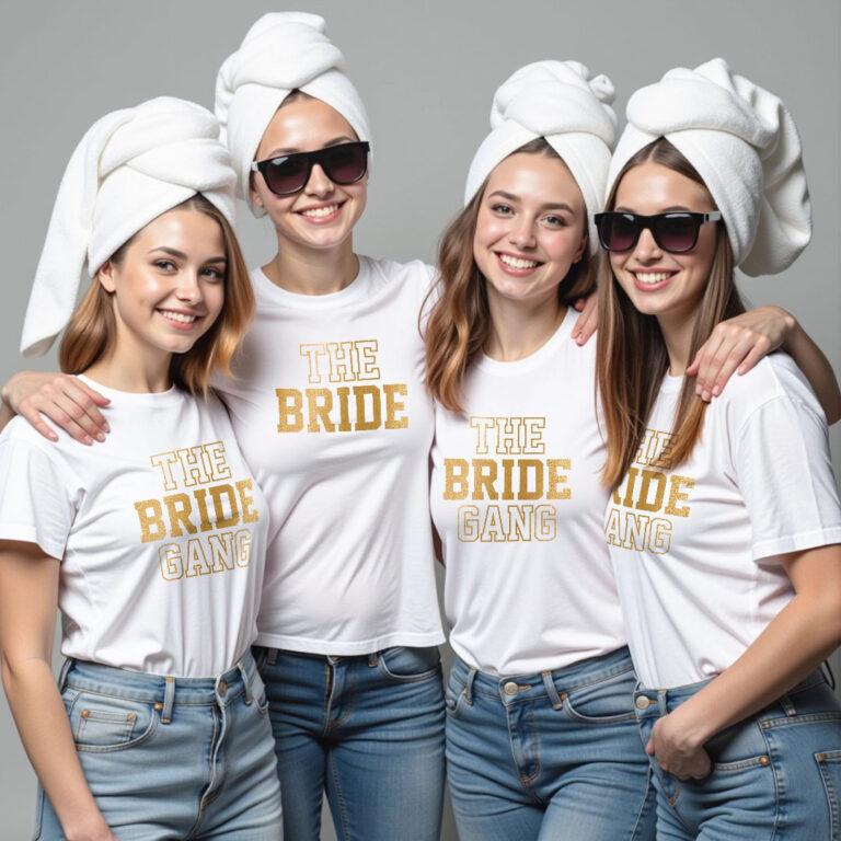 The Bride & Bride Gang Gold Printed Wedding T-shirt