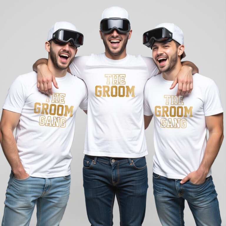 The Groom & Groom Gang Gold Printed Wedding T-shirt
