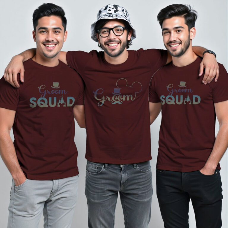 Micky Themed Groom & Groom Squad Wedding Rainbow Reflective T-shirt image 2