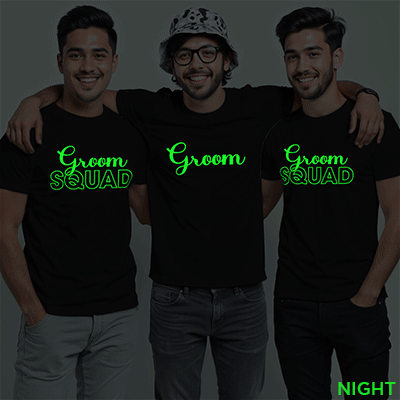 Groom & Groom Squad Wedding Glow In The Dark T-shirt