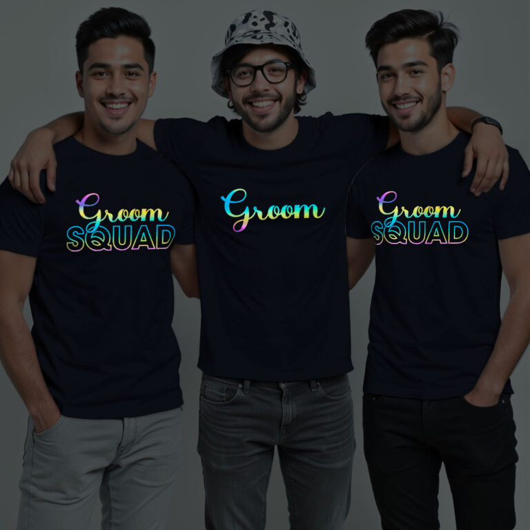 Groom & Groom Squad Wedding Rainbow Reflective T-shirt