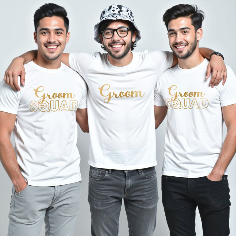 Groom & Groom Squad Gold Printed Wedding T-shirt