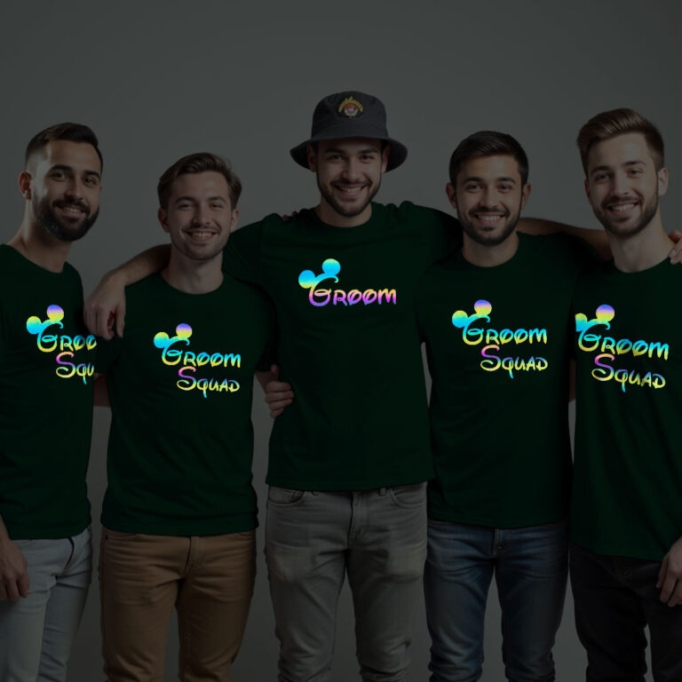 Micky Groom & Groom Squad Wedding Rainbow Reflective T-shirt