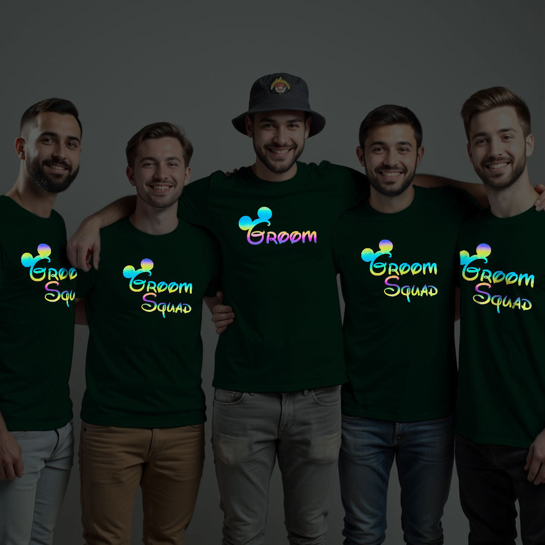Micky Groom & Groom Squad Wedding Rainbow Reflective T-shirt
