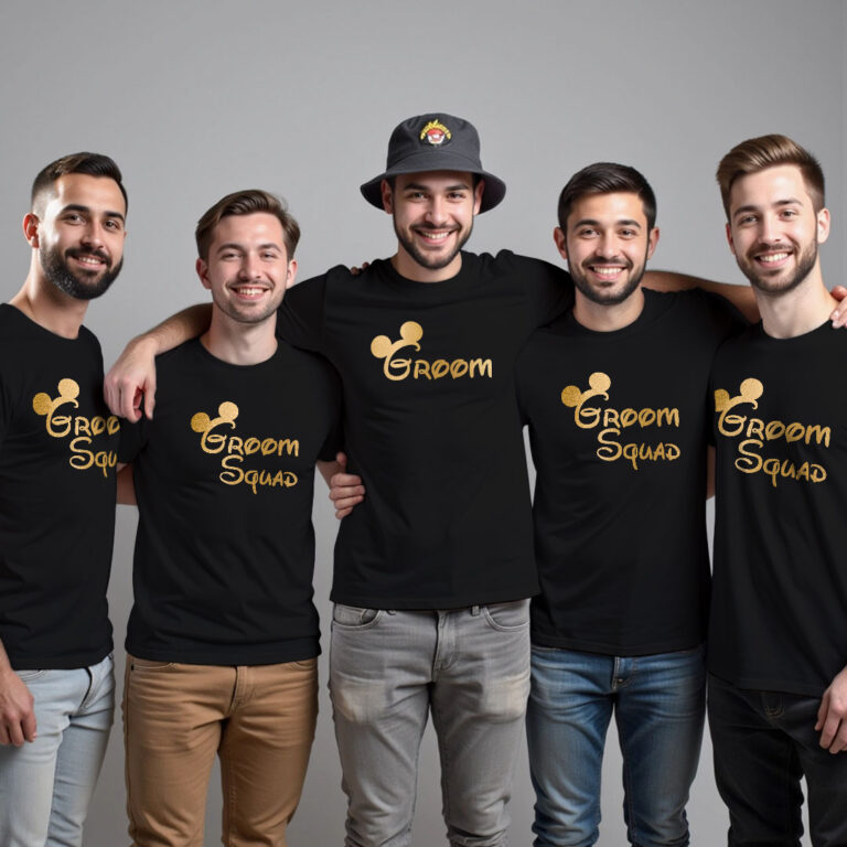 Micky Groom & Groom Squad Gold Printed Wedding T-shirt