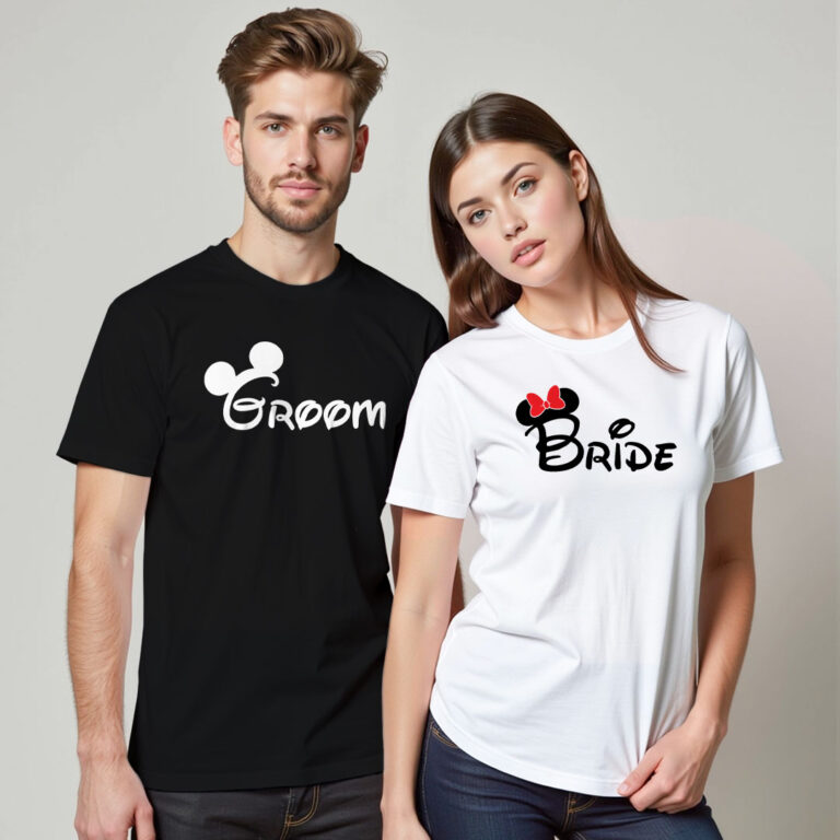 Micky Minni Groom Bride Wedding T-shirt