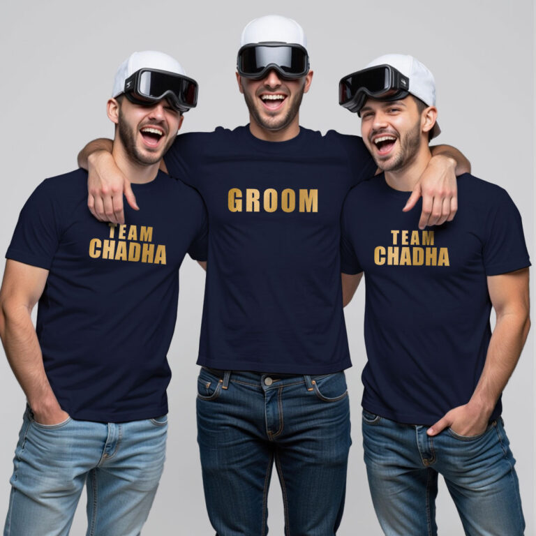 Groom & Groom Team Gold Printed Wedding T-shirt