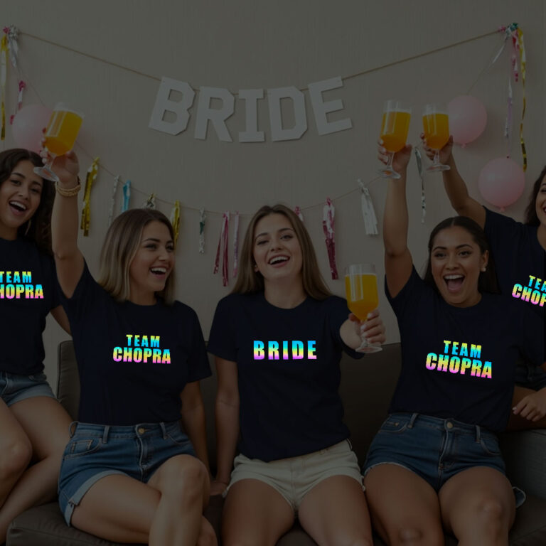 Bride & Bride Team Wedding Rainbow Reflective T-shirt