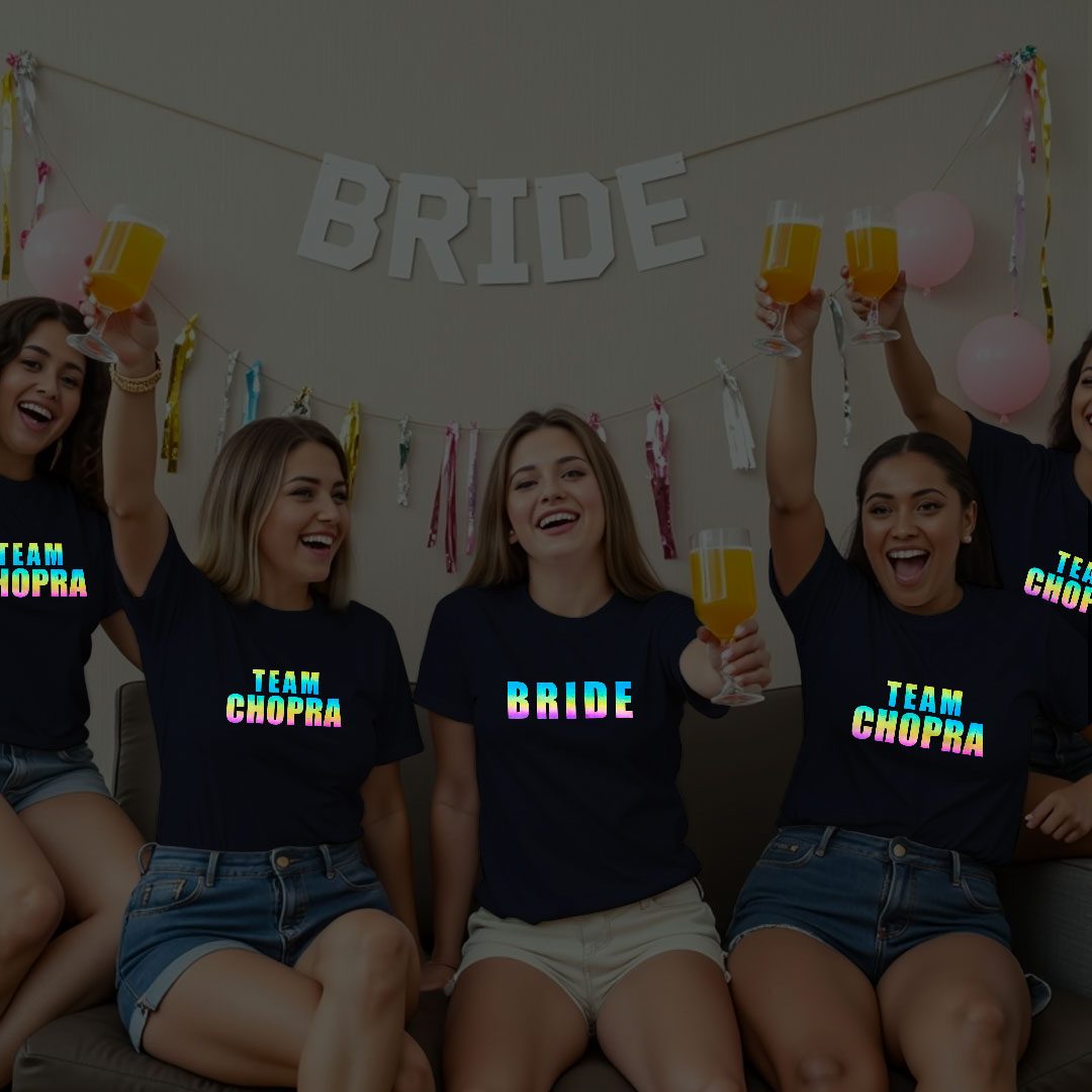 Bride & Bride Team Wedding Rainbow Reflective T-shirt