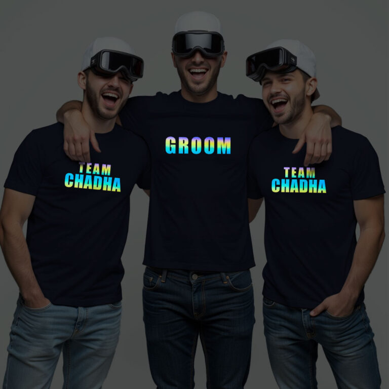 Groom & Groom Team Wedding Rainbow Reflective T-shirt
