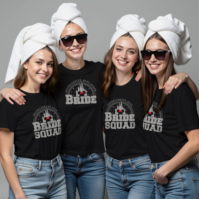 Bachelorette Bash Queen Bride & Bride Squad Reflective Wedding T-shirt image 2