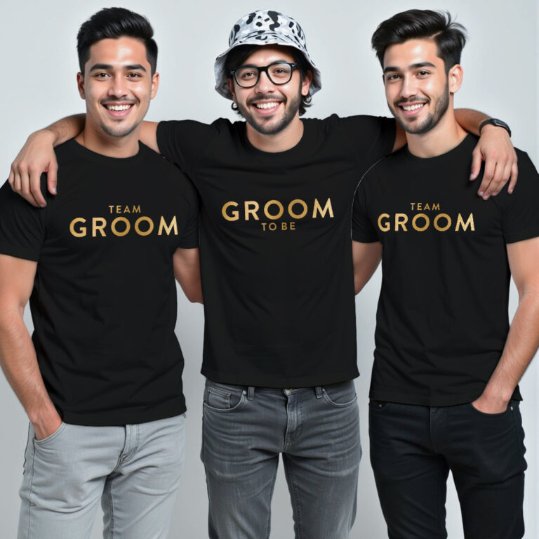 Groom To Be & Groom Team Gold Printed Wedding T-shirt