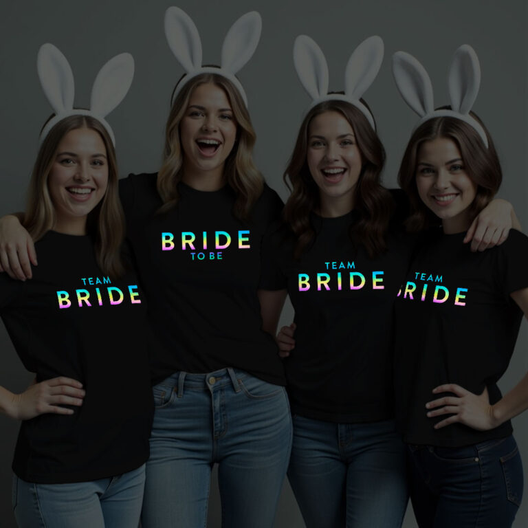 Bride To Be & Bride Team Wedding Rainbow Reflective T-shirt