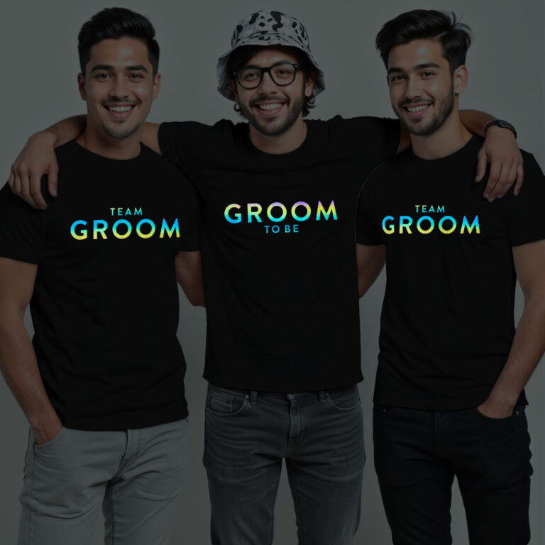 Groom To Be & Groom Team Wedding Rainbow Reflective T-shirt