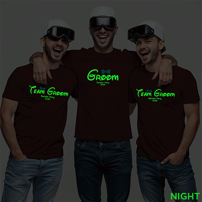 Custom Bachelor Party Groom & Groom Team Wedding Glow In The Dark T-shirt