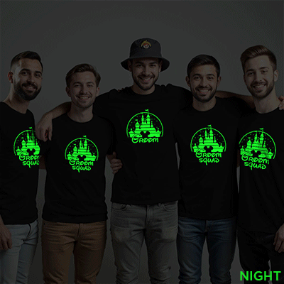 Groom with Castle & Groom Squad Wedding Glow In The Dark T-shirt