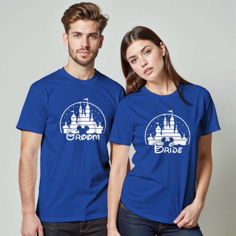 Groom Bride with Castle Wedding T-shirt