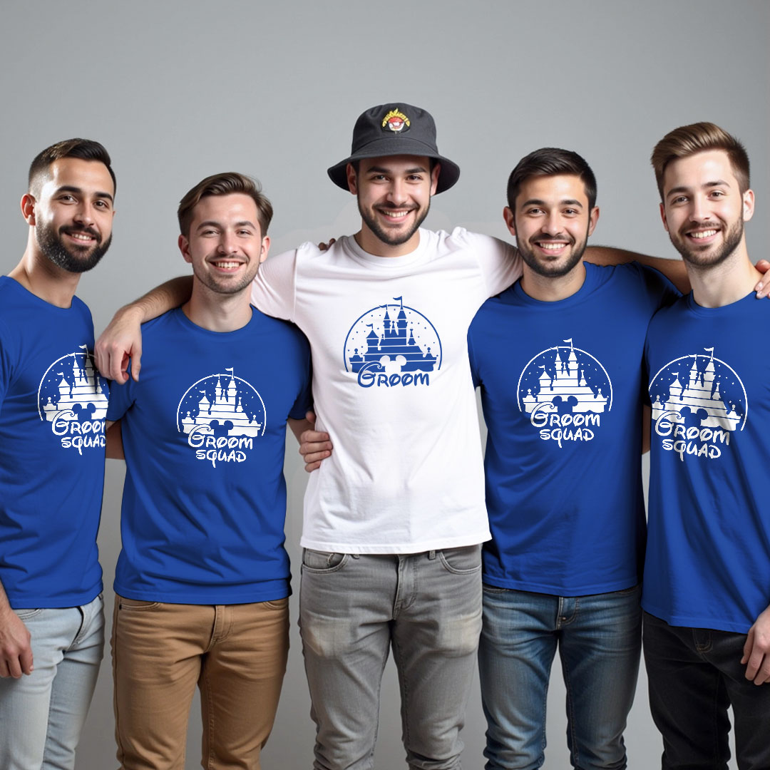 Groom with Castle & Groom Squad Wedding T-shirt