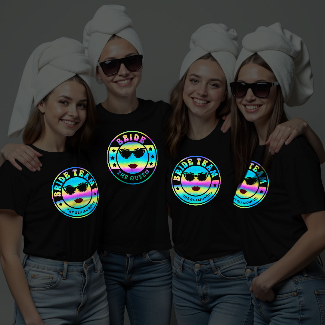 Bride Special & Bride Team Wedding Rainbow Reflective T-shirt