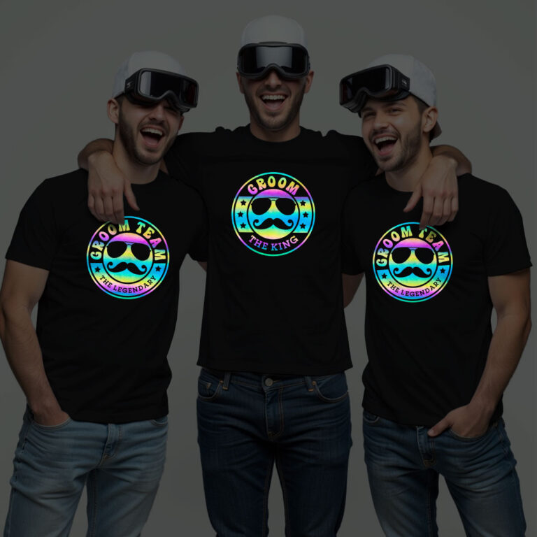 Groom Special & Groom Team Wedding Rainbow Reflective T-shirt